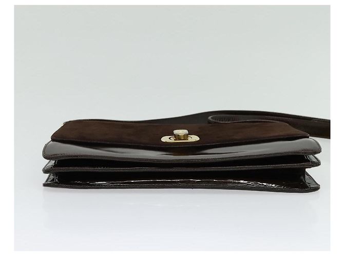 BALLY Borsa a Spalla in Pelle Scamosciata Marrone Scuro Oro Auth BA5436 D'oro - vista 9