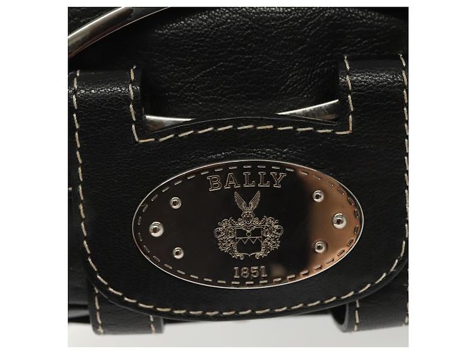 BALLY Schultertasche aus Leder Schwarz Silber Auth BA5493 - Ansicht 14