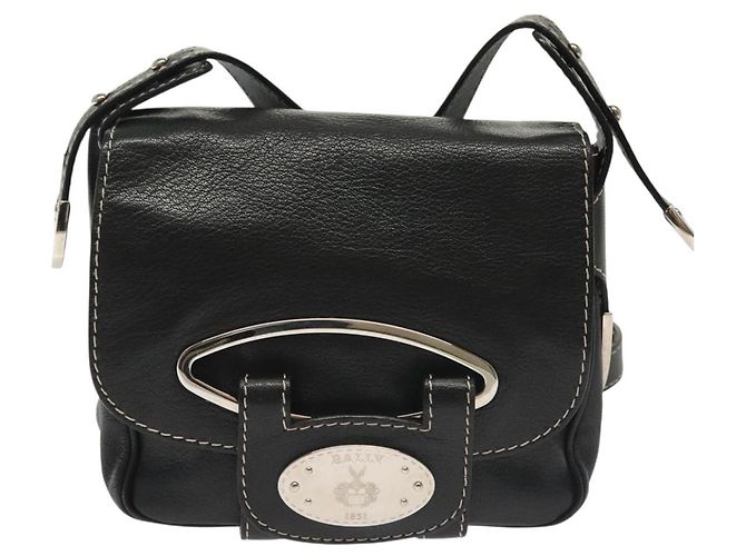 BALLY Schultertasche aus Leder Schwarz Silber Auth BA5493 - Ansicht 2