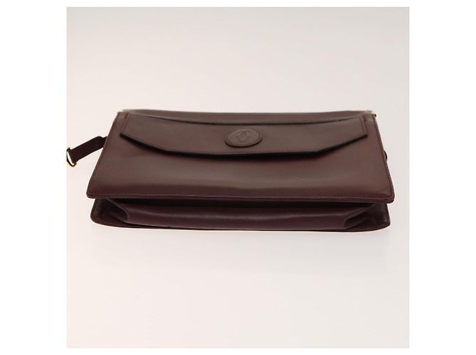 CARTIER Borsa Clutch Must Line in Pelle 5Set Bordeaux Oro Auth 141368 D'oro Bordò - vista 10