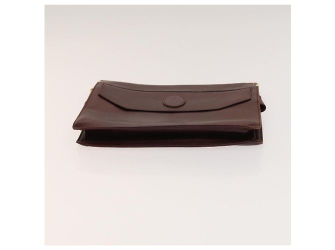 CARTIER Borsa Clutch Must Line in Pelle 5Set Bordeaux Oro Auth 141368 D'oro Bordò - vista 20