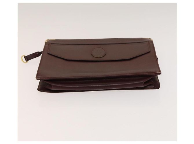 CARTIER Borsa Clutch Must Line in Pelle 5Set Bordeaux Oro Auth 141368 D'oro Bordò - vista 25