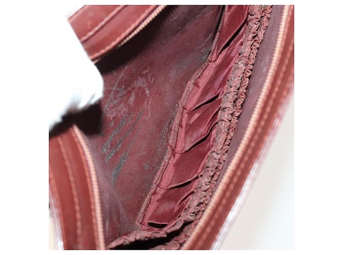CARTIER Borsa Clutch Must Line in Pelle 5Set Bordeaux Oro Auth 141368 D'oro Bordò - vista 26