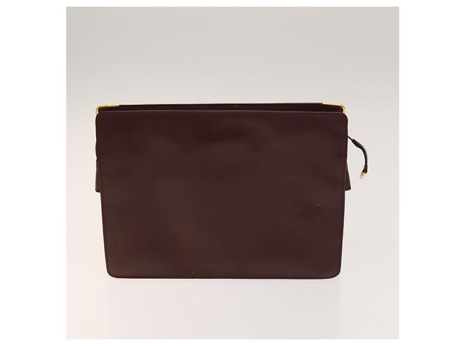 CARTIER Borsa Clutch Must Line in Pelle 5Set Bordeaux Oro Auth 141368 D'oro Bordò - vista 3