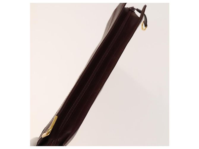 CARTIER Borsa Clutch Must Line in Pelle 5Set Bordeaux Oro Auth 141368 D'oro Bordò - vista 4