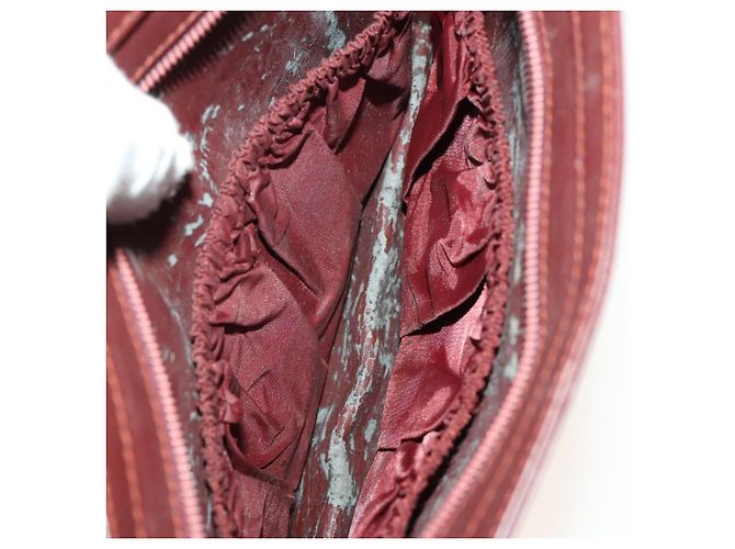 CARTIER Borsa Clutch Must Line in Pelle 5Set Bordeaux Oro Auth 141368 D'oro Bordò - vista 6