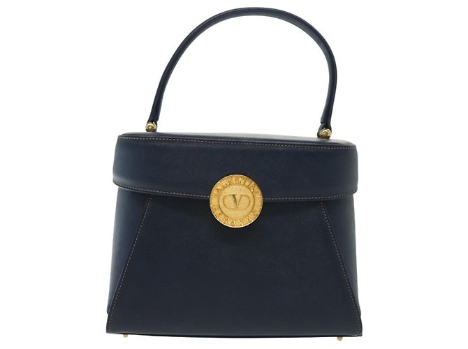 Valentino Borsa a mano in pelle blu navy e oro Auth BA5531 D'oro - vista 13