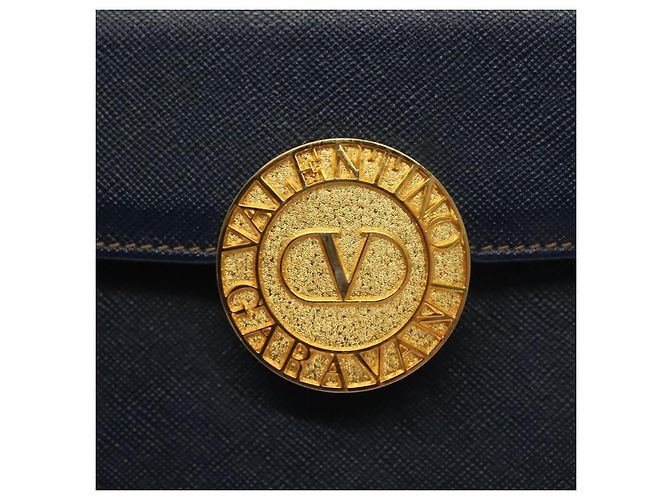 Valentino Borsa a mano in pelle blu navy e oro Auth BA5531 D'oro - vista 18