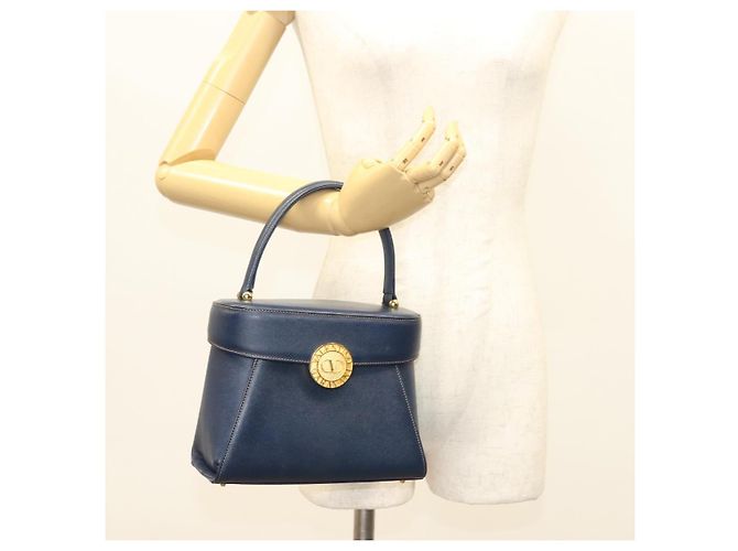 Valentino Borsa a mano in pelle blu navy e oro Auth BA5531 D'oro - vista 23