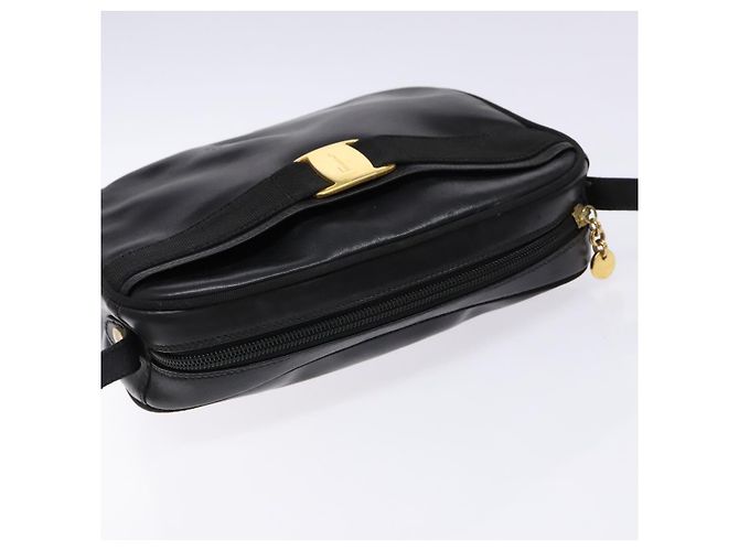 Borsa a Spalla Vala in Pelle Nera e Oro Auth BA5416 di Salvatore Ferragamo Nero D'oro - vista 6