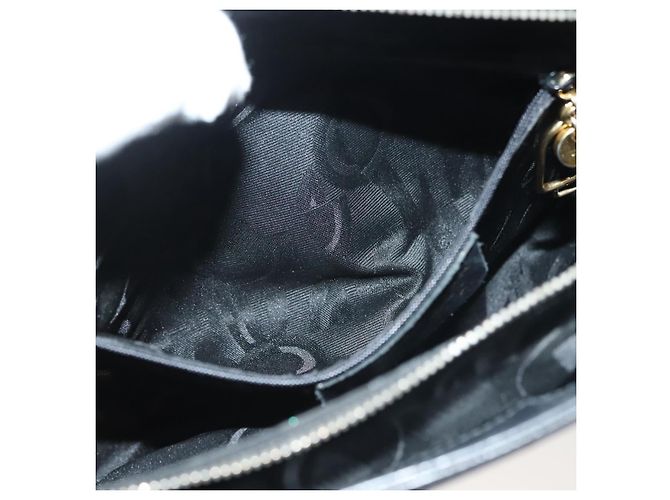 Sac à bandoulière Gancini en cuir noir et or Auth 137871 de Salvatore Ferragamo Doré - vue 21