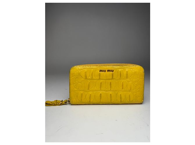 Vintage Miu Miu Leather Wallet Yellow - view 10