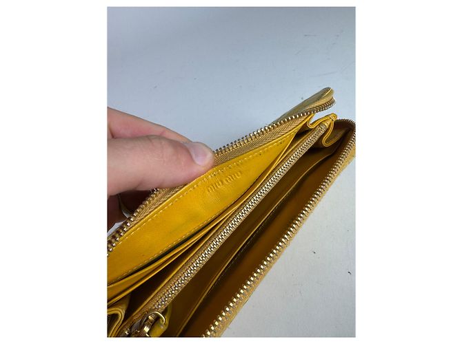 Vintage Miu Miu Leather Wallet Yellow - view 5
