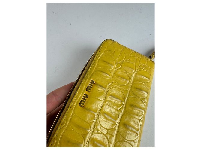 Vintage Miu Miu Leather Wallet Yellow - view 6