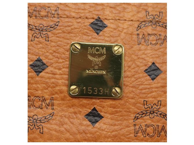 Borsa a Spalla MCM Logogram Vicetos PVC Marrone Oro Auth gh521 D'oro - vista 14