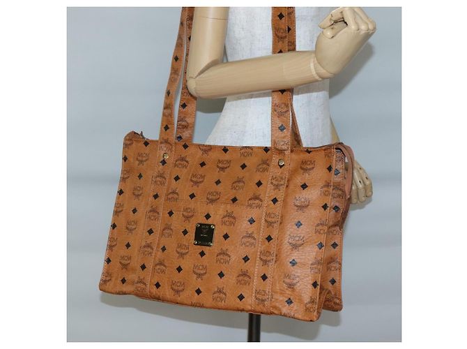 Borsa a Spalla MCM Logogram Vicetos PVC Marrone Oro Auth gh521 D'oro - vista 20