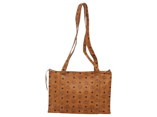 Borsa a Spalla MCM Logogram Vicetos PVC Marrone Oro Auth gh521 D'oro - vista 3