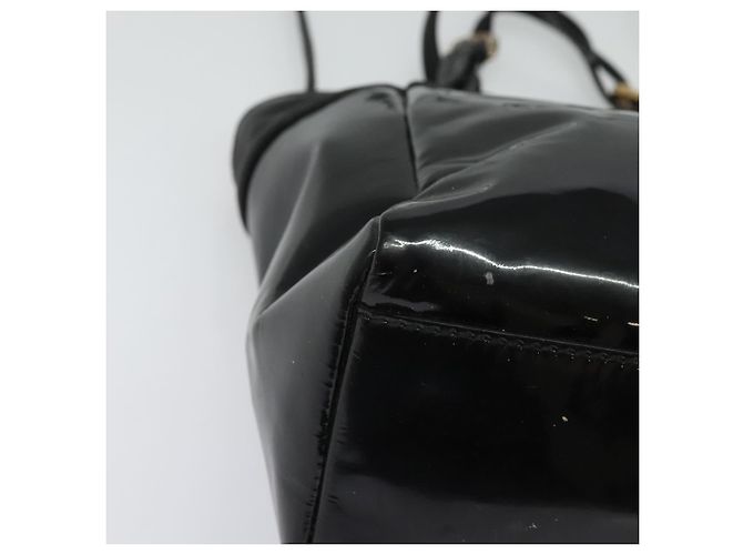 Borsa a Mano Salvatore Ferragamo Vala Smalto 2 vie Nero Oro Auth bs28916 - vista 12