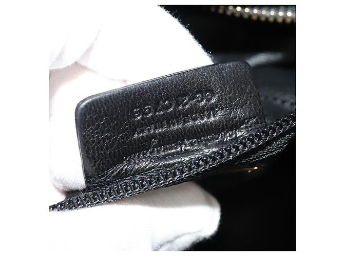 Borsa a Mano Salvatore Ferragamo Vala Smalto 2 vie Nero Oro Auth bs28916 - vista 22
