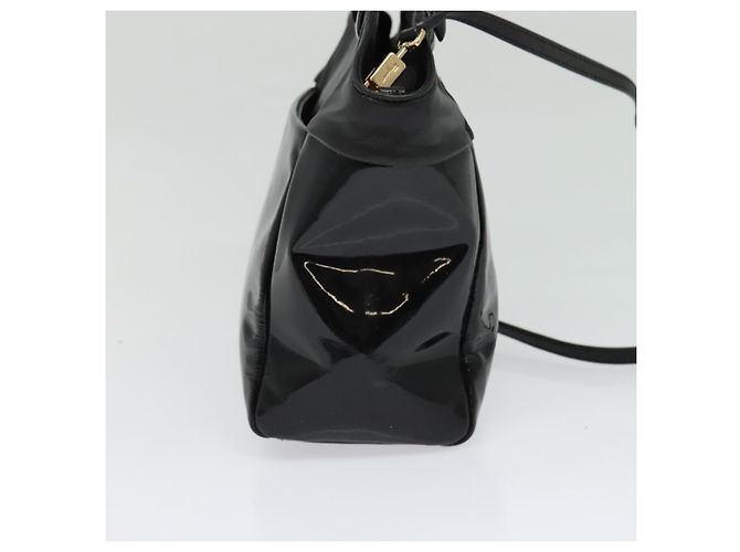 Borsa a Mano Salvatore Ferragamo Vala Smalto 2 vie Nero Oro Auth bs28916 - vista 4