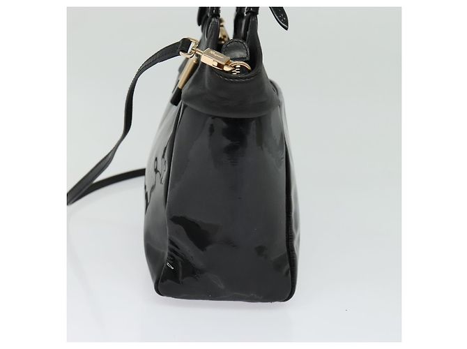Borsa a Mano Salvatore Ferragamo Vala Smalto 2 vie Nero Oro Auth bs28916 - vista 5