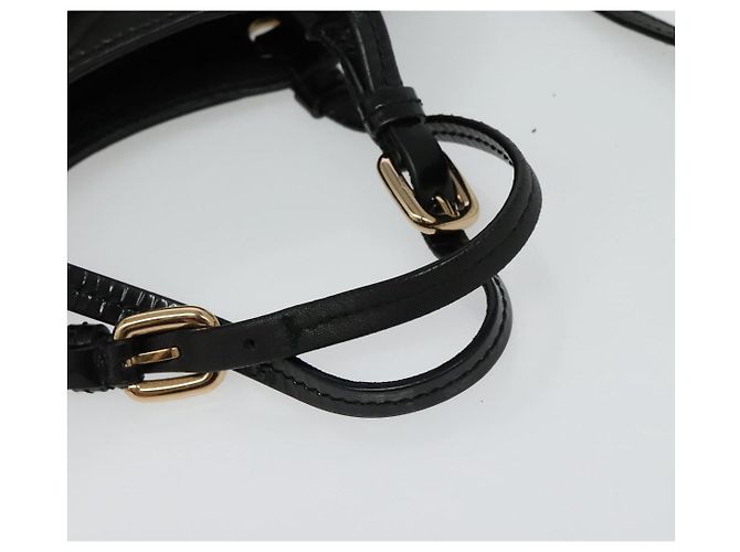 Borsa a Mano Salvatore Ferragamo Vala Smalto 2 vie Nero Oro Auth bs28916 - vista 7