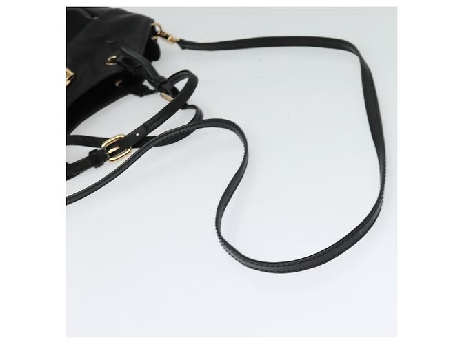 Borsa a Mano Salvatore Ferragamo Vala Smalto 2 vie Nero Oro Auth bs28916 - vista 9