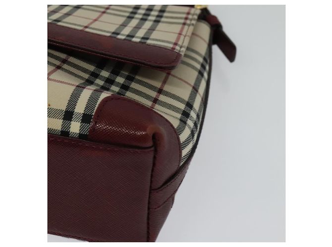 Burberry Borsa a Spalla Nova Check in Tela Beige Oro Auth BA5440 D'oro - vista 11
