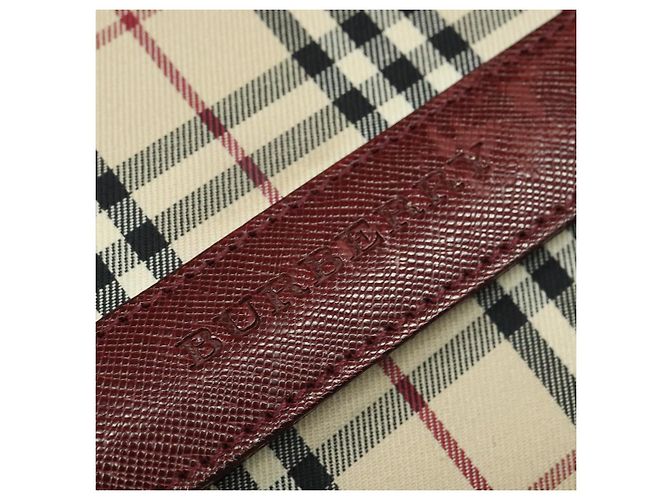 Burberry Borsa a Spalla Nova Check in Tela Beige Oro Auth BA5440 D'oro - vista 14