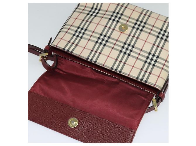 Burberry Borsa a Spalla Nova Check in Tela Beige Oro Auth BA5440 D'oro - vista 15