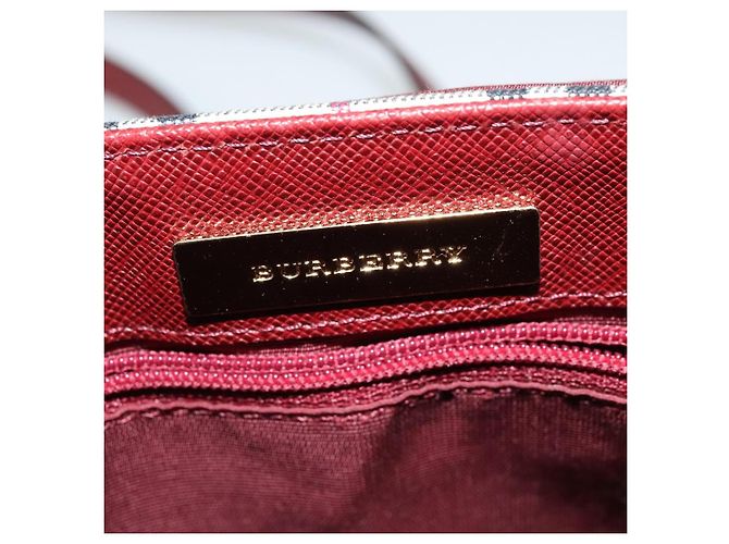 Burberry Borsa a Spalla Nova Check in Tela Beige Oro Auth BA5440 D'oro - vista 16
