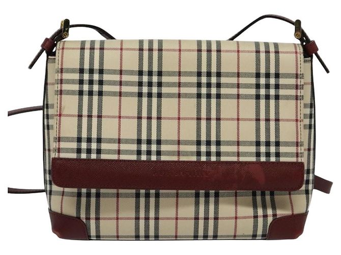 Burberry Borsa a Spalla Nova Check in Tela Beige Oro Auth BA5440 D'oro - vista 2