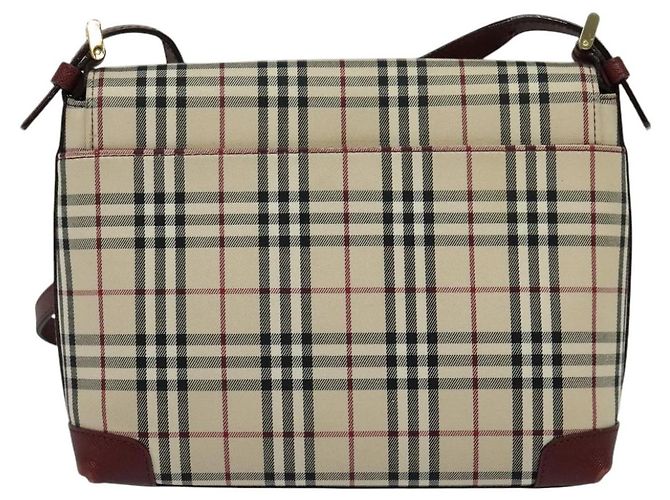 Burberry Borsa a Spalla Nova Check in Tela Beige Oro Auth BA5440 D'oro - vista 3