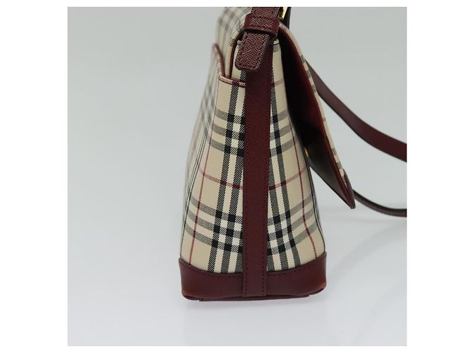 Burberry Borsa a Spalla Nova Check in Tela Beige Oro Auth BA5440 D'oro - vista 4