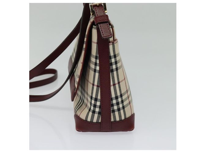 Burberry Borsa a Spalla Nova Check in Tela Beige Oro Auth BA5440 D'oro - vista 5