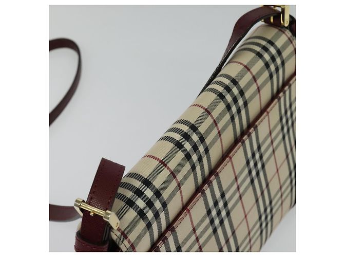 Burberry Borsa a Spalla Nova Check in Tela Beige Oro Auth BA5440 D'oro - vista 6
