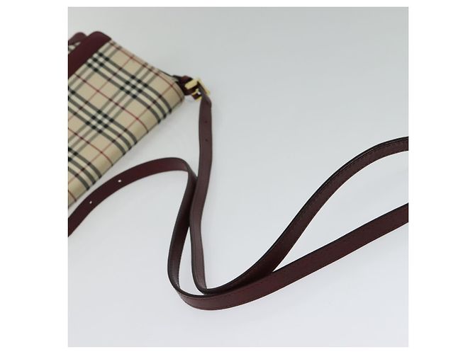 Burberry Borsa a Spalla Nova Check in Tela Beige Oro Auth BA5440 D'oro - vista 7