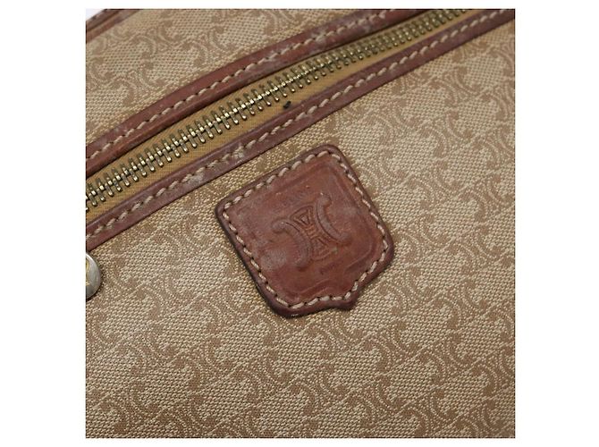 Céline Borsa a Spalla in Tela Macadam CELINE PVC Beige Oro Auth gh675 D'oro - vista 14