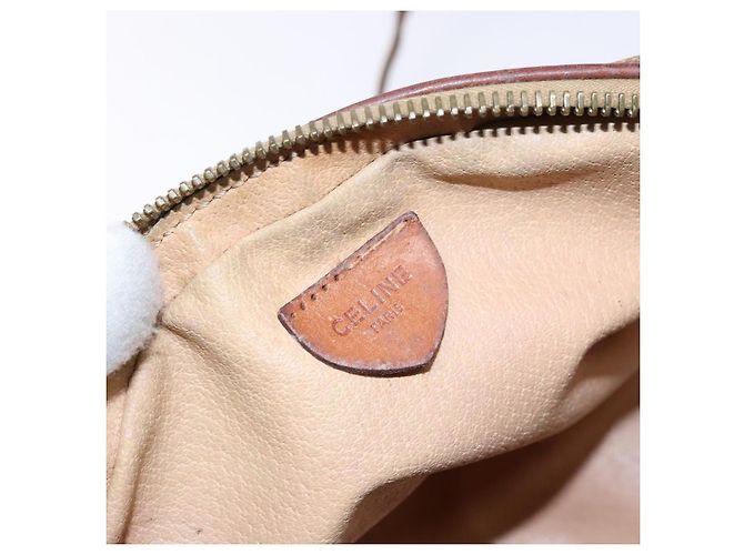 Céline Borsa a Spalla in Tela Macadam CELINE PVC Beige Oro Auth gh675 D'oro - vista 16