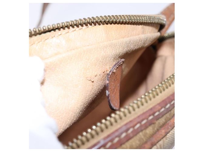 Céline Borsa a Spalla in Tela Macadam CELINE PVC Beige Oro Auth gh675 D'oro - vista 17