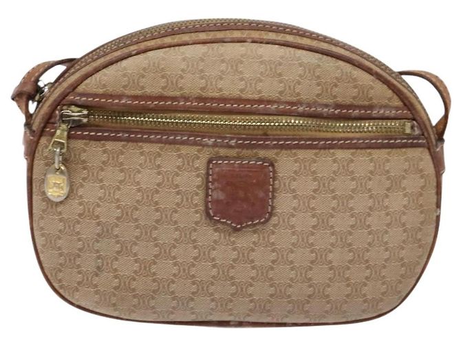Céline Borsa a Spalla in Tela Macadam CELINE PVC Beige Oro Auth gh675 D'oro - vista 2