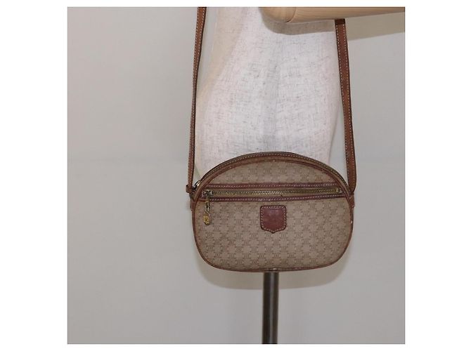 Céline Borsa a Spalla in Tela Macadam CELINE PVC Beige Oro Auth gh675 D'oro - vista 23