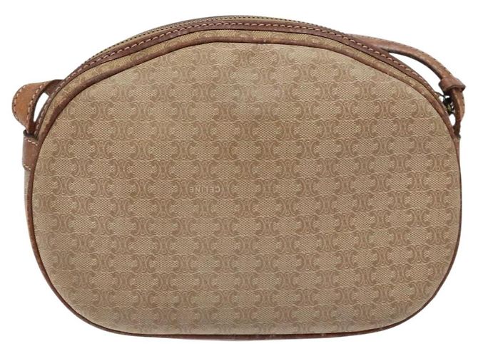 Céline Borsa a Spalla in Tela Macadam CELINE PVC Beige Oro Auth gh675 D'oro - vista 3