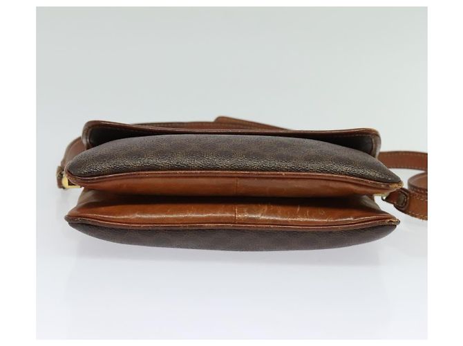 Céline Borsa a Spalla in Tela Macadam CELINE in Pelle PVC Marrone Oro Auth gh672 D'oro - vista 10