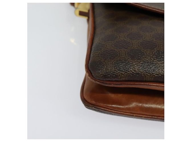 Céline Borsa a Spalla in Tela Macadam CELINE in Pelle PVC Marrone Oro Auth gh672 D'oro - vista 11