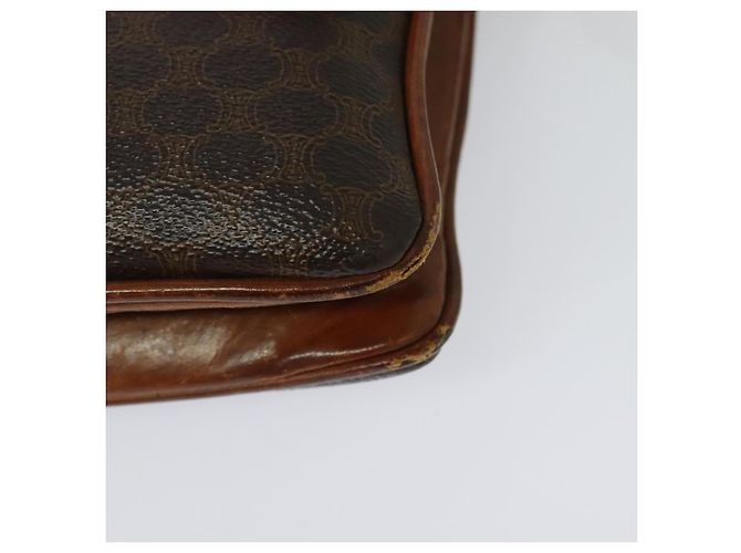 Céline Borsa a Spalla in Tela Macadam CELINE in Pelle PVC Marrone Oro Auth gh672 D'oro - vista 12