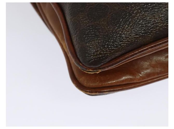 Céline Borsa a Spalla in Tela Macadam CELINE in Pelle PVC Marrone Oro Auth gh672 D'oro - vista 13