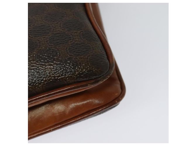 Céline Borsa a Spalla in Tela Macadam CELINE in Pelle PVC Marrone Oro Auth gh672 D'oro - vista 14