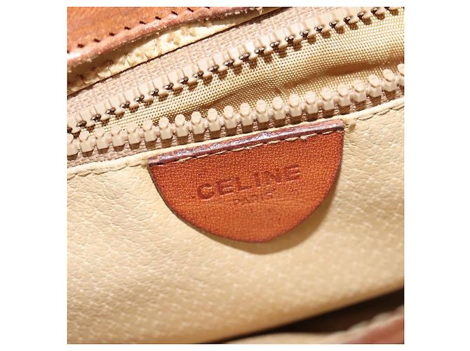 Céline Borsa a Spalla in Tela Macadam CELINE in Pelle PVC Marrone Oro Auth gh672 D'oro - vista 17