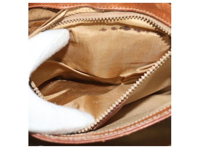Céline Borsa a Spalla in Tela Macadam CELINE in Pelle PVC Marrone Oro Auth gh672 D'oro - vista 22